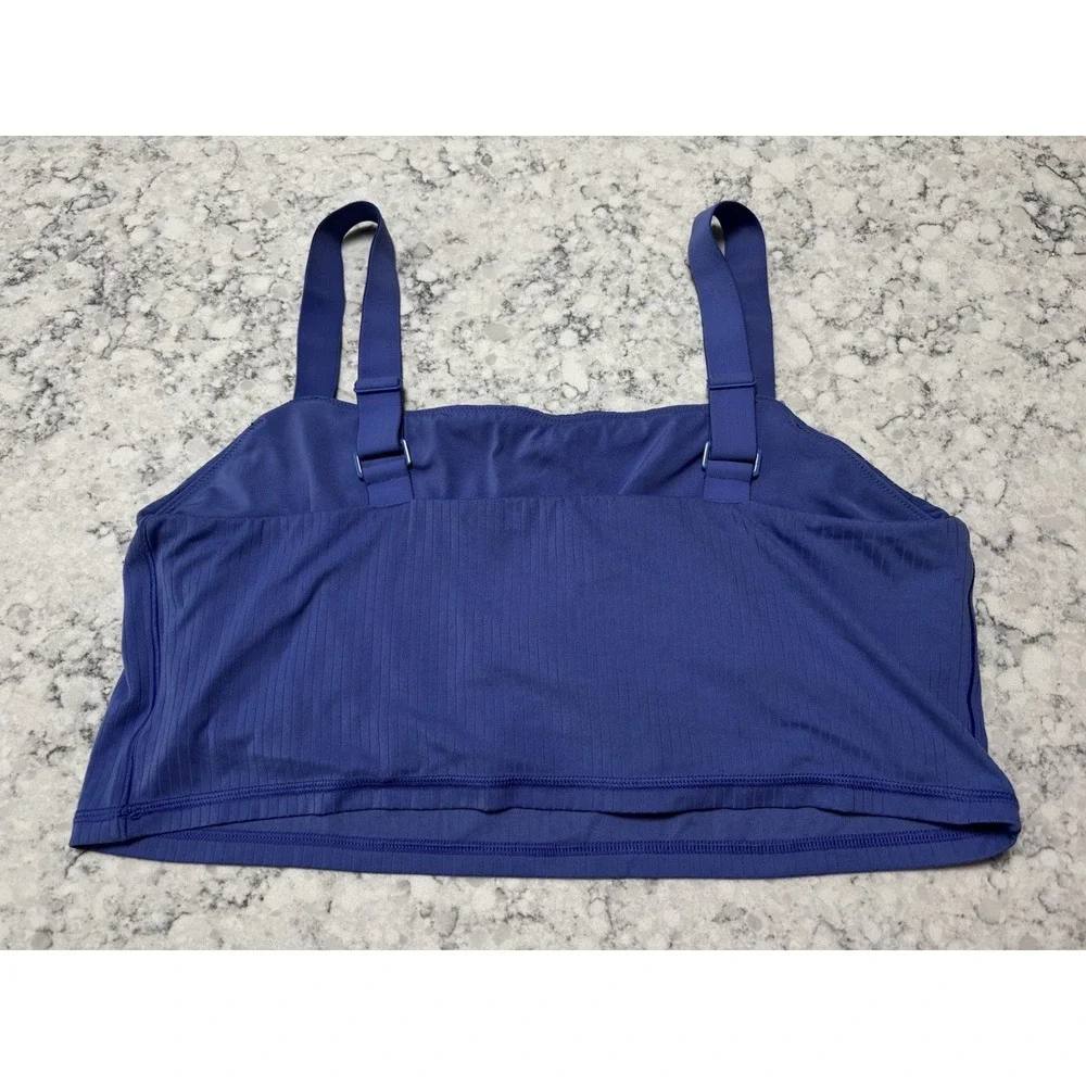 OFFLINE by Aerie Real Me Recharge Sports Bra XXL Blue Ribbed Low Support - Picture 2 of 5
